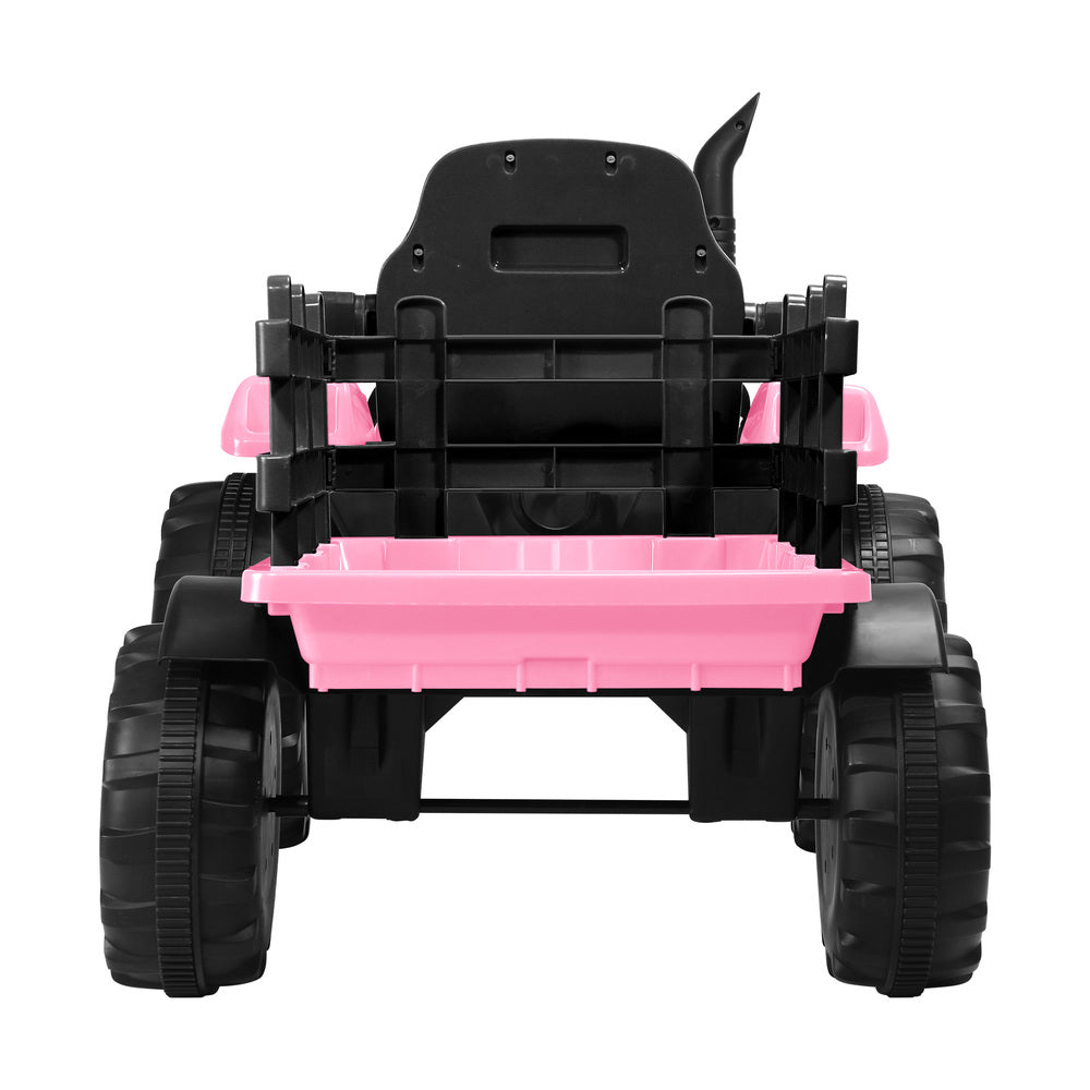 XL Kids Ride On Tractor 12V with Trailer Remote Green