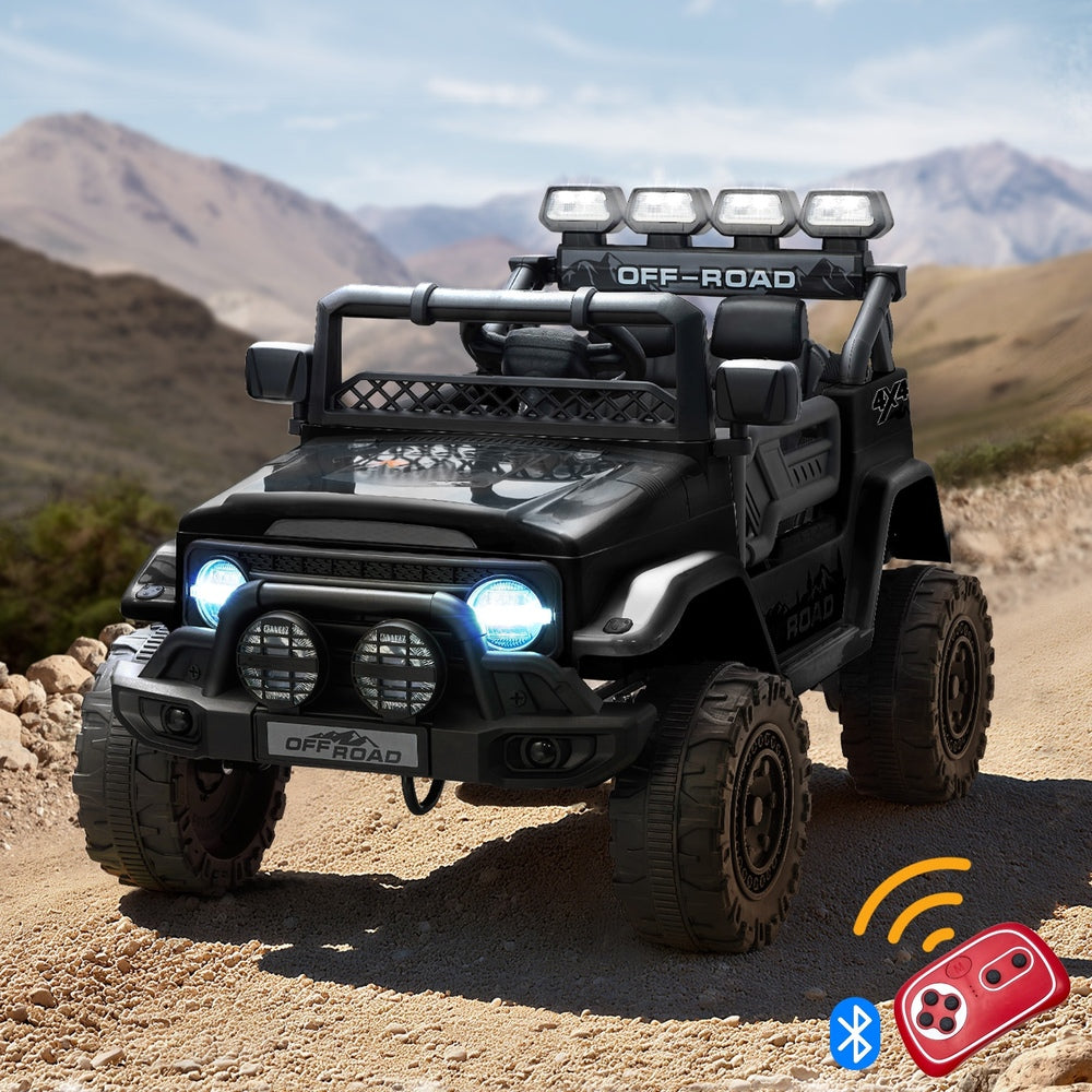 Ride-On Electric Jeep Car with Bluetooth Black Kids Battery Powered Toy