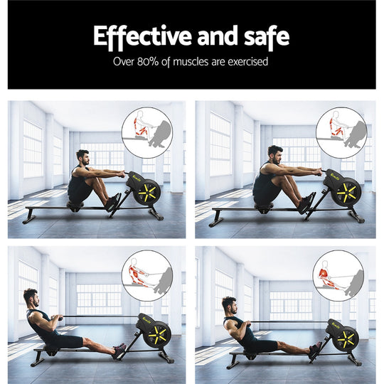 Fitness Air Rowing Machine Gym Quality Home Cardio Equipment - Everfit Exercise Rower Resistance