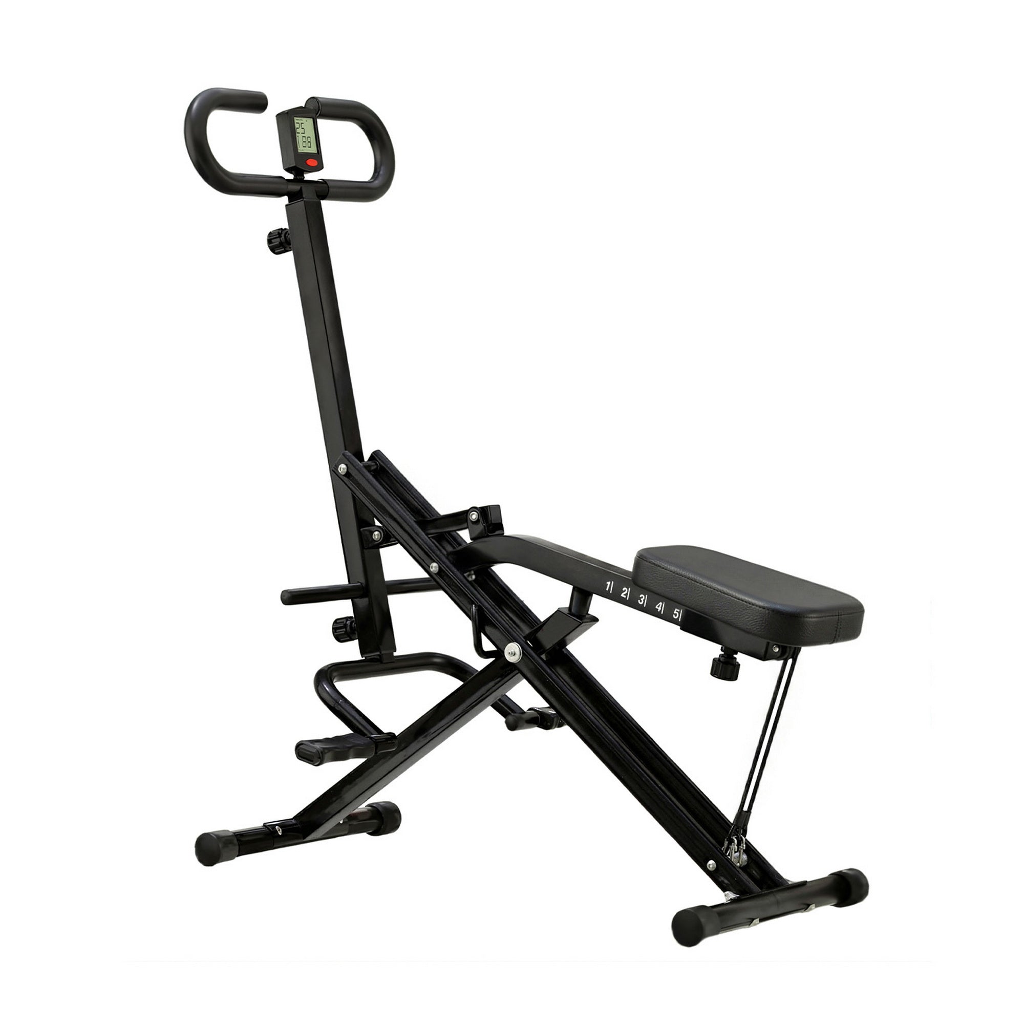 Foldable Squat Rowing Machine Home Gym 5-Position Adjustable Seat