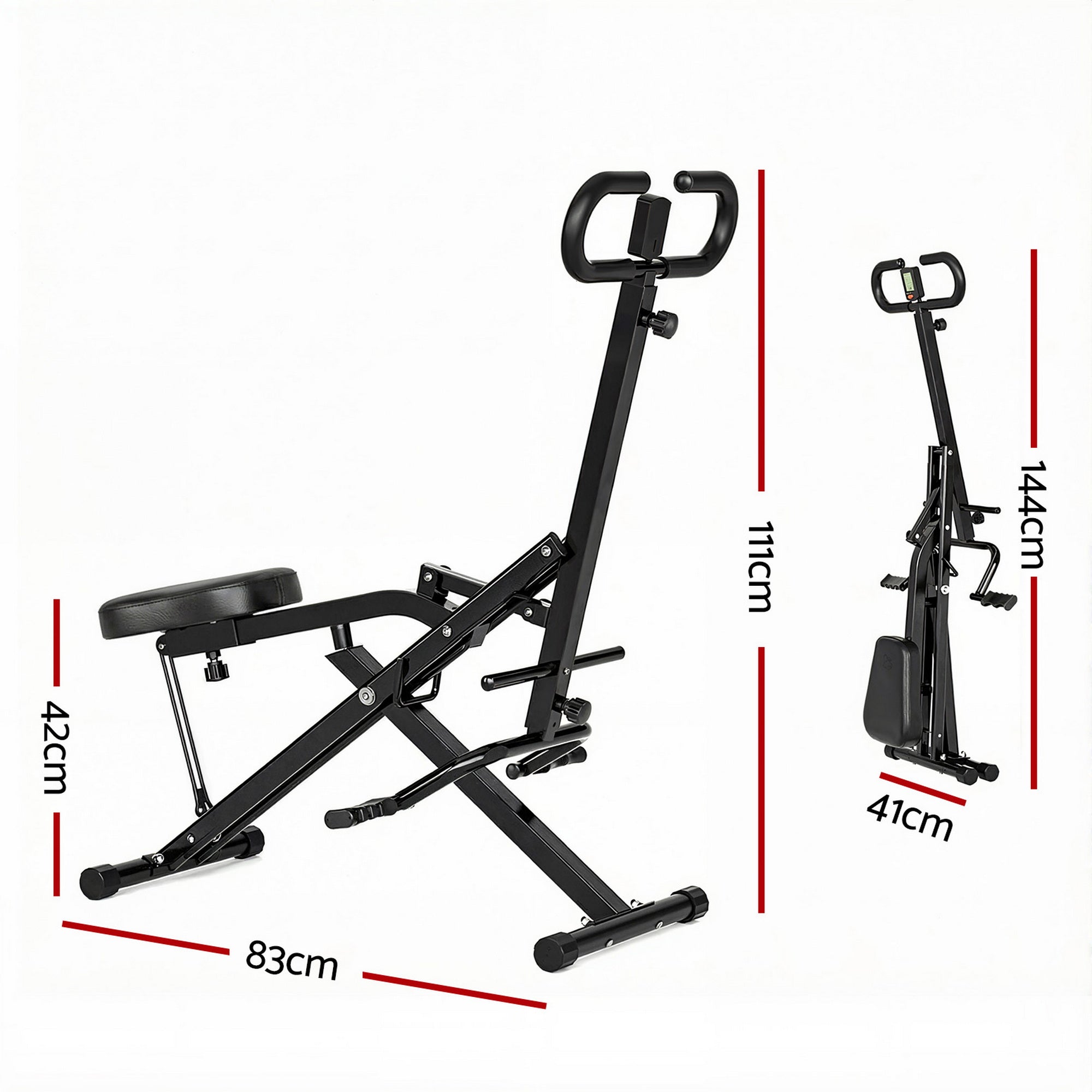 Foldable Squat Rowing Machine Home Gym 5-Position Adjustable Seat