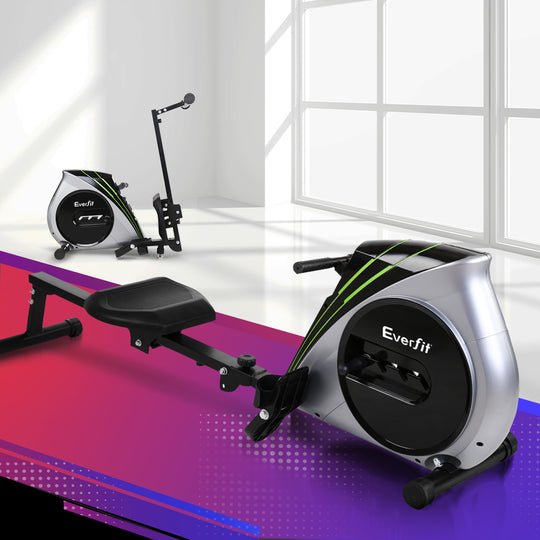Silver colour - Rowing Machine Rower Elastic Rope Resistance Fitness Home Cardio Silver