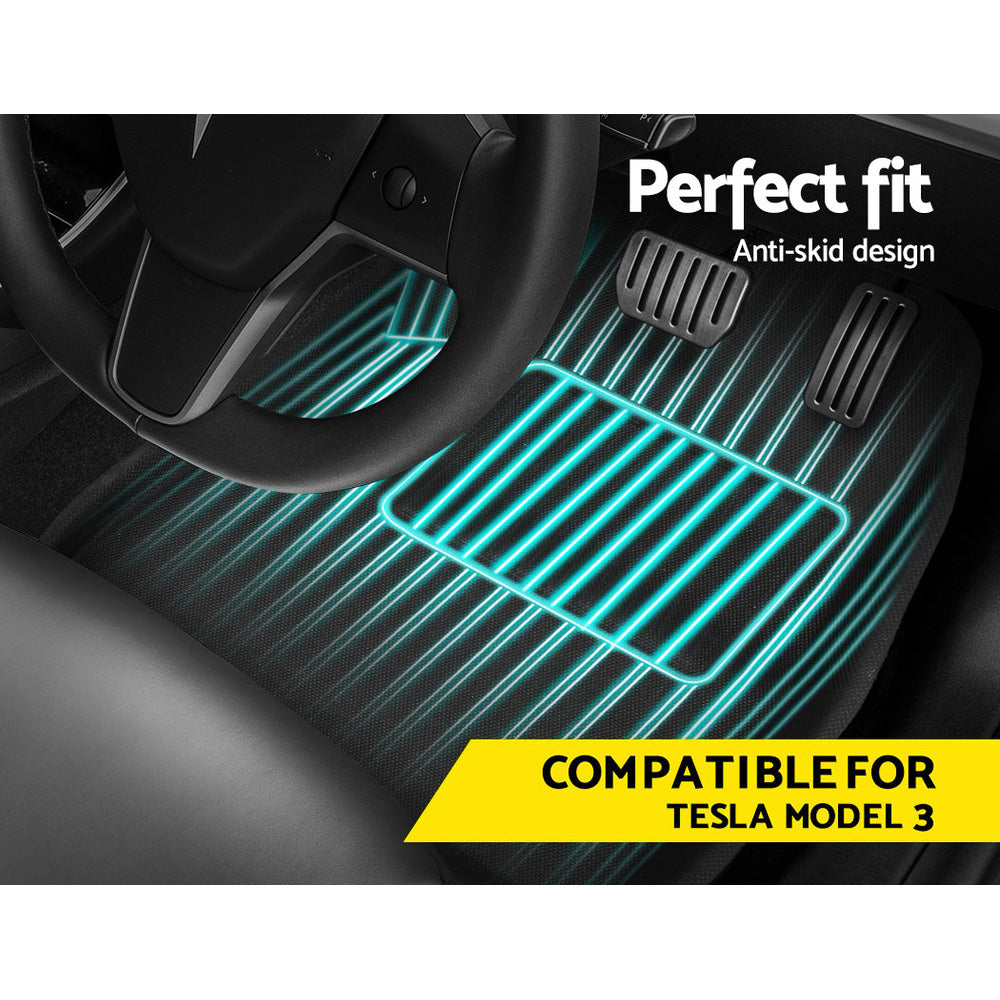 Car Rubber Floor Mats Compatible For Tesla Model 3 Front Rear, Automotive Decor - photo 7