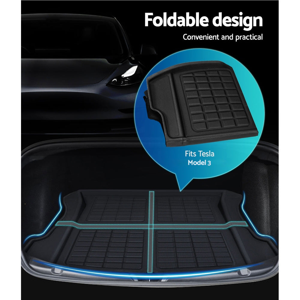 3Pcs - 3PCS Car Rear Front Cargo Trunk Toolbox Luggage Rubber Mats