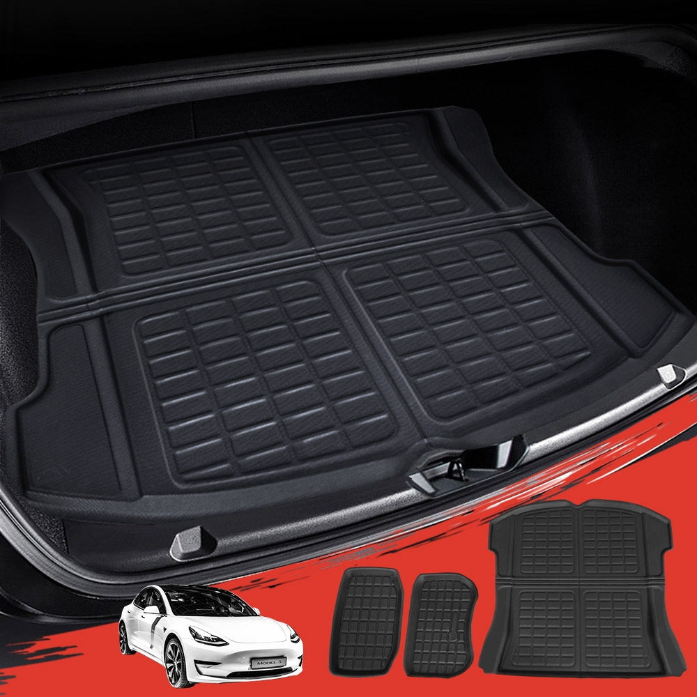 3PCS Car Rear Front Cargo Trunk Toolbox Luggage Rubber Mats | Automotive Decor