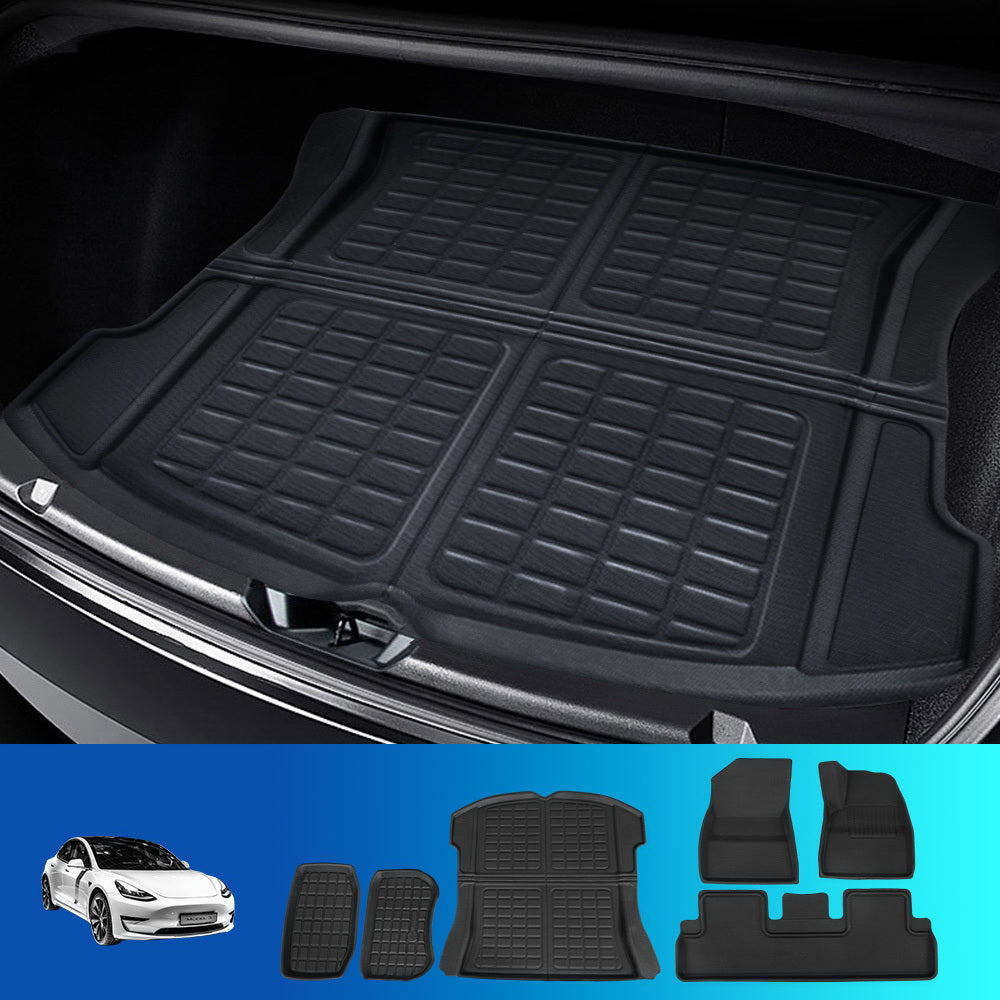 Car Rubber Floor Mats for Tesla Model 3 Trunk Toolbox Cargo Mat Carpet, Automotive Decor