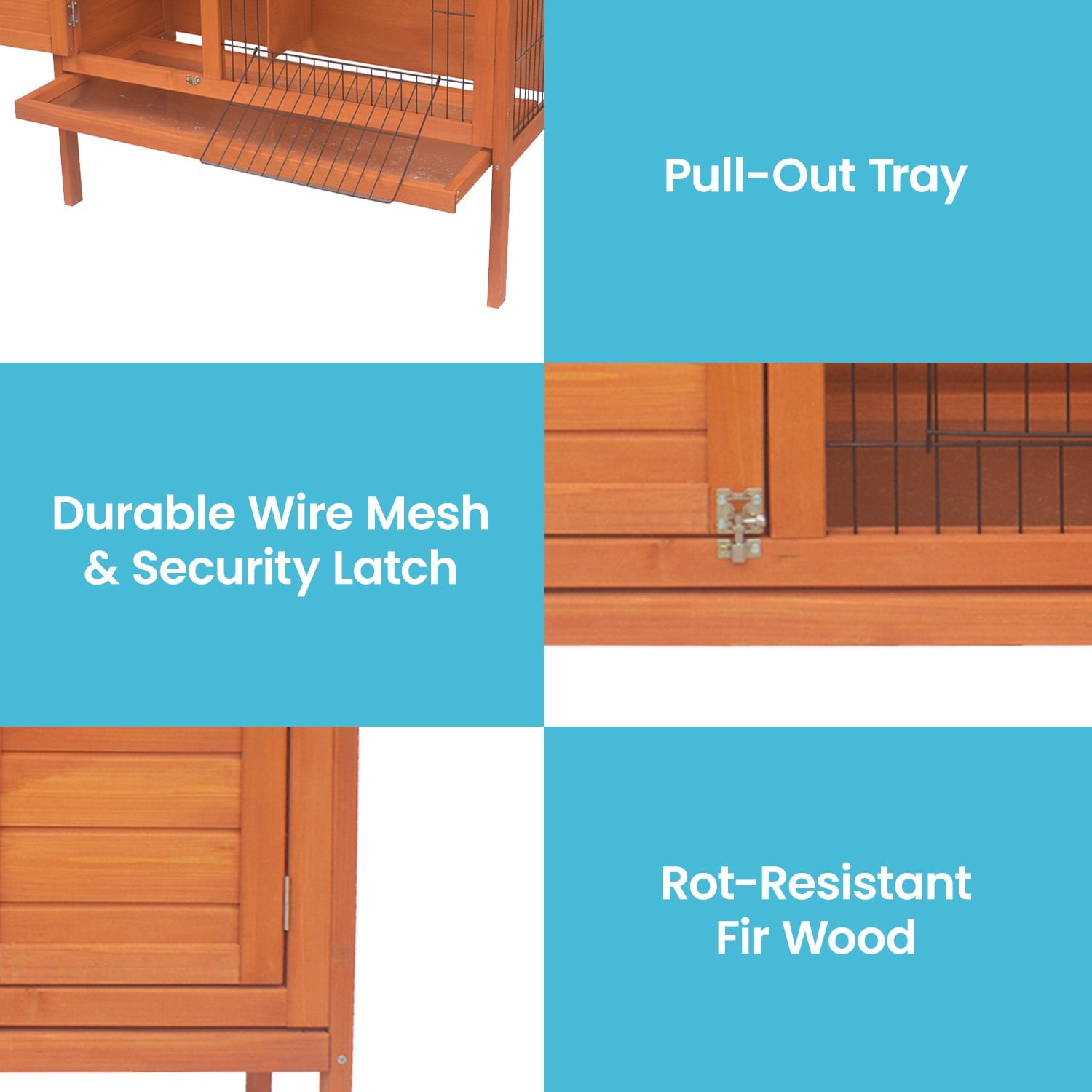 Rabbit Hutch Wooden Small 91.5x45x70cm