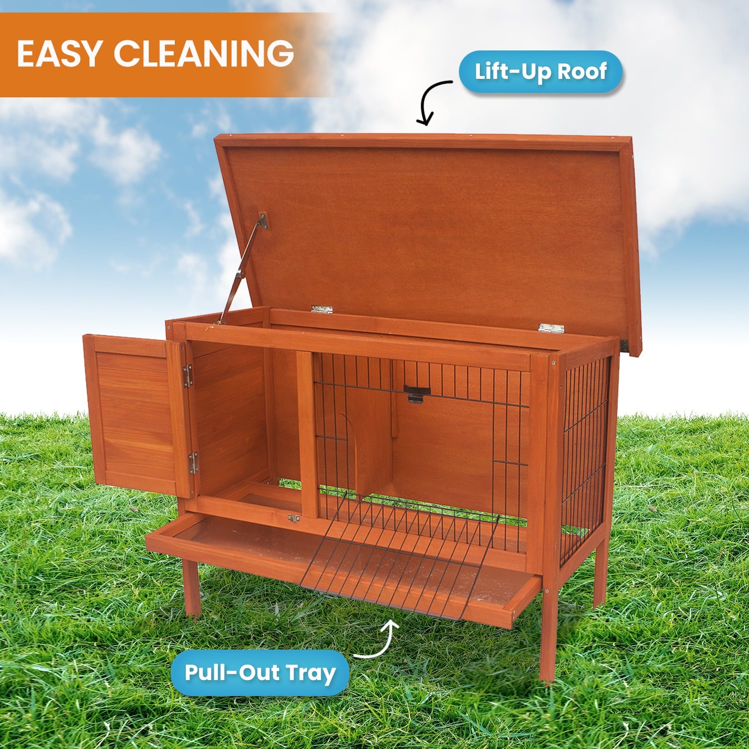 Rabbit Hutch Wooden Small 91.5x45x70cm