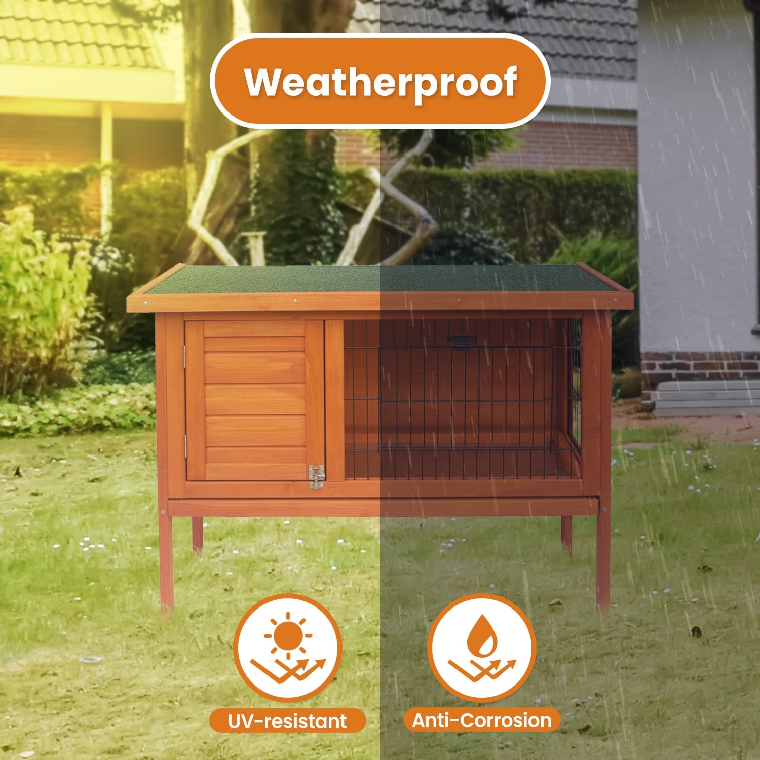 Rabbit Hutch Wooden Small 91.5x45x70cm