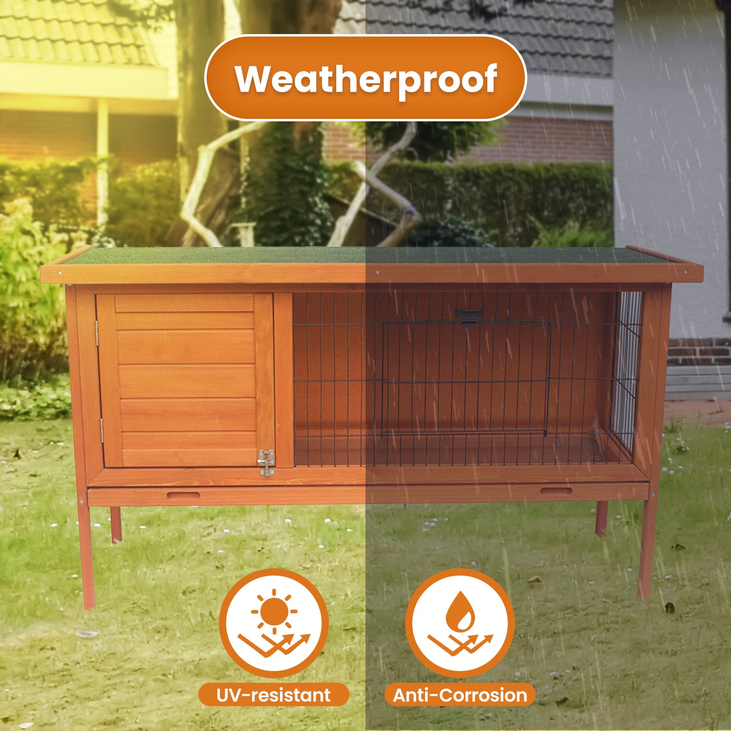Rabbit Hutch Large Wooden 120x50x70cm