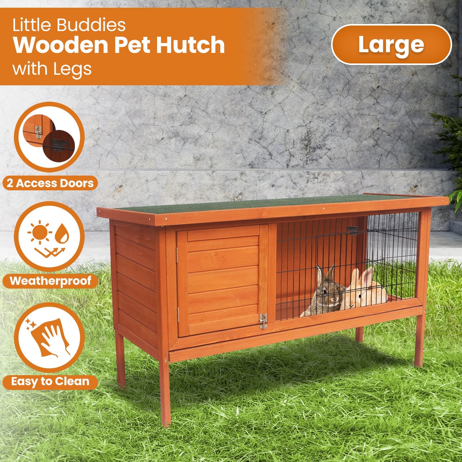 Rabbit Hutch Large Wooden 120x50x70cm