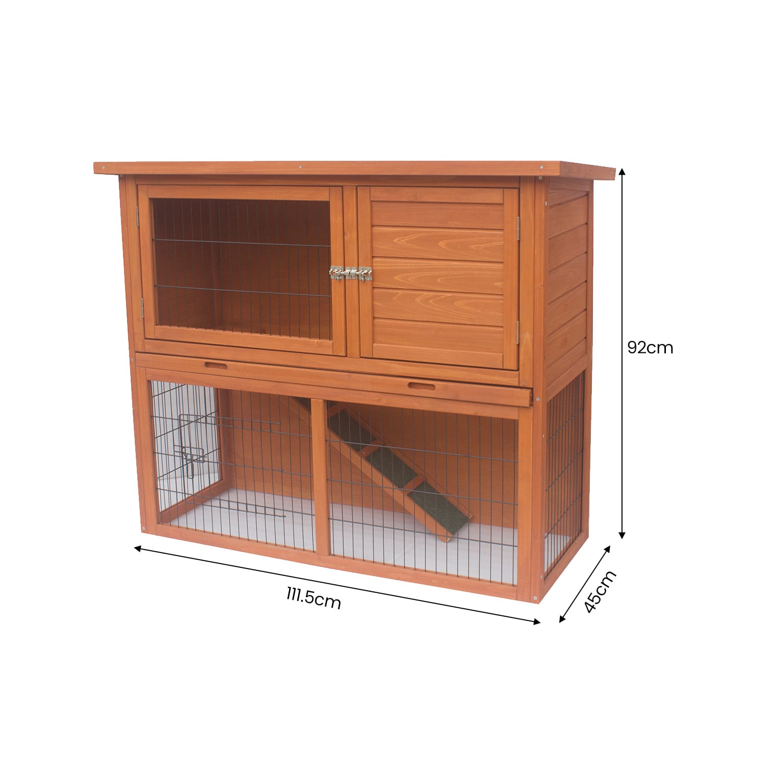 Rabbit Hutch 2 Storey Wooden 111.5x45x92cm