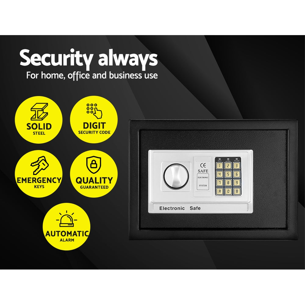 Digital Lock Security Box 16L Compact Cash Jewelry Storage Safe