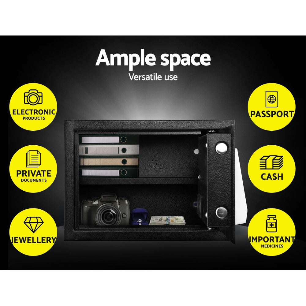 Digital Lock Security Box 16L Compact Cash Jewelry Storage Safe