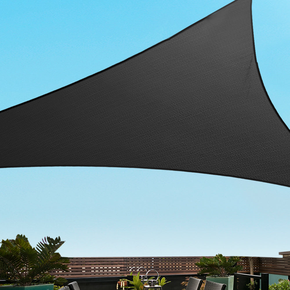 5x5x5m Triangle Shade Sail 98% UV Block Black Cloth 280GSM