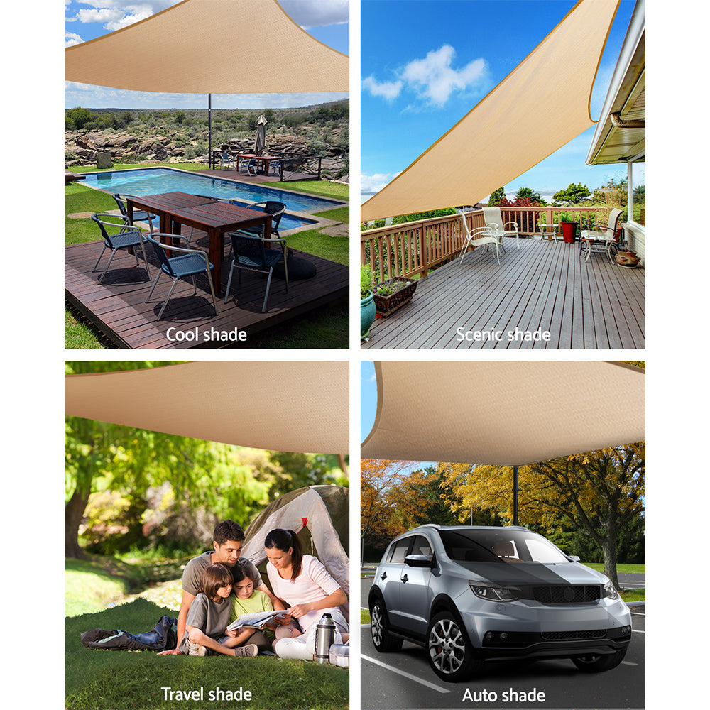 Shade Sail 3X6M Rectangle 185Gsm 95% Sand Shade Cloth