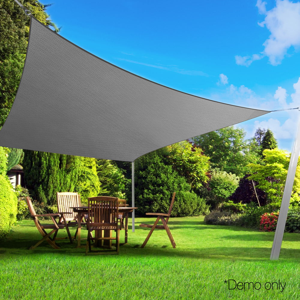 Shade Sail 3X5M Rectangle 280Gsm 98% Grey Shade Cloth