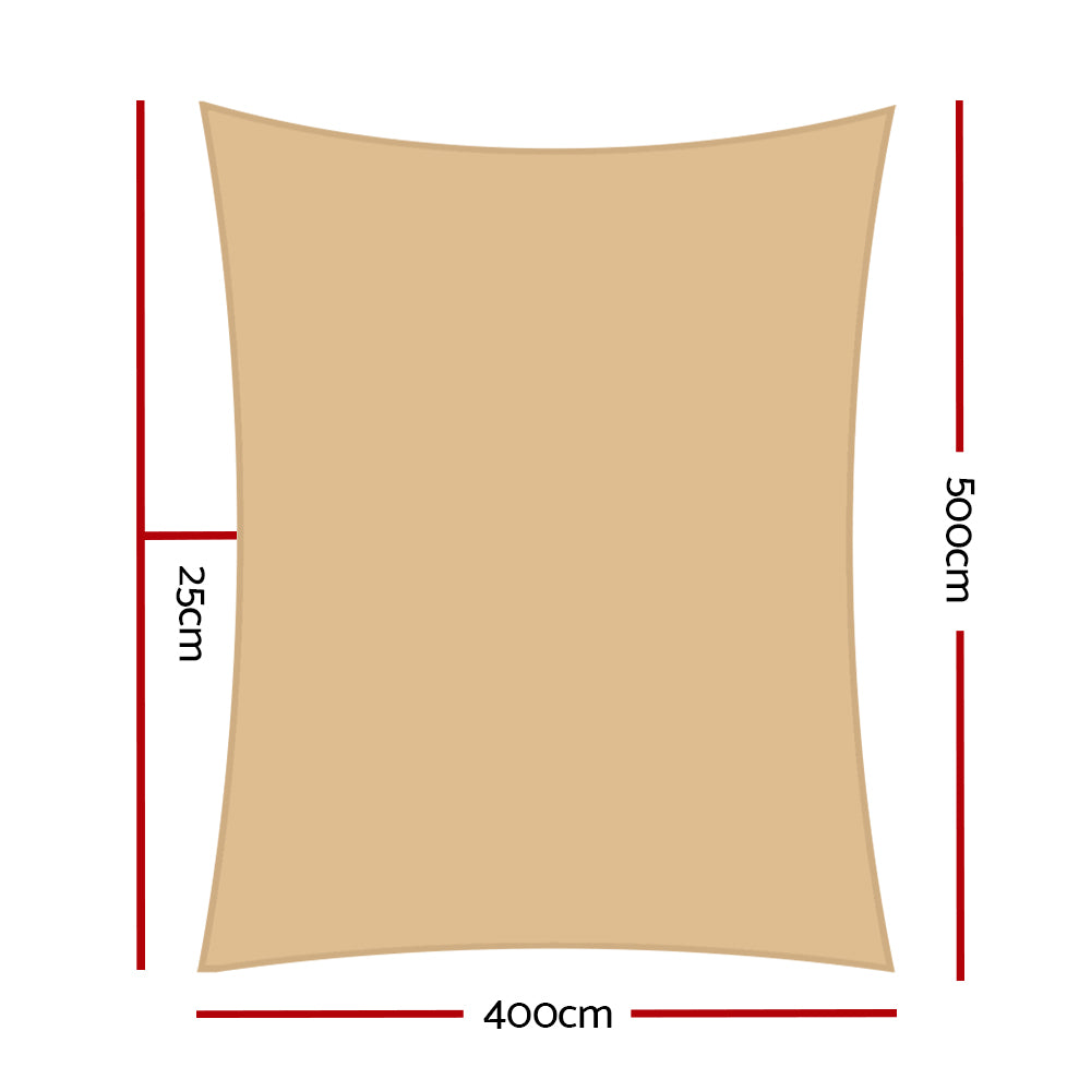 4x5m Rectangle Shade Sail 280GSM UV Sun Protection Sand Cloth