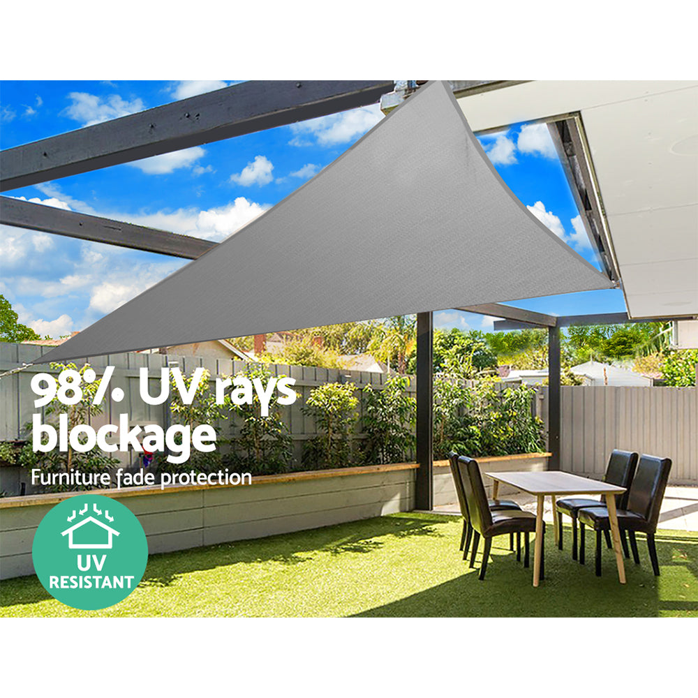 Shade Sail 5X5X5M Triangle 280Gsm 98% Grey Shade Cloth