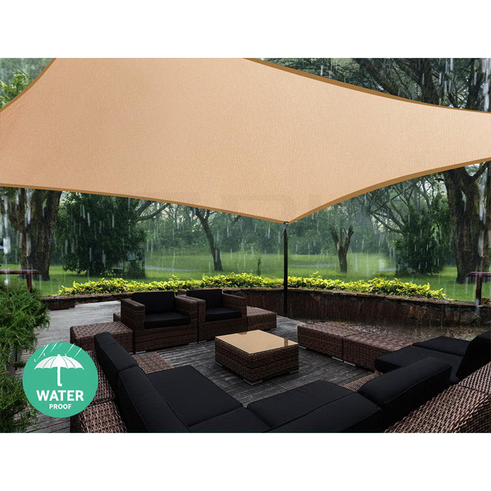 Waterproof Shade Sail 3X4M Rectangle Sand 95% Shade Cloth