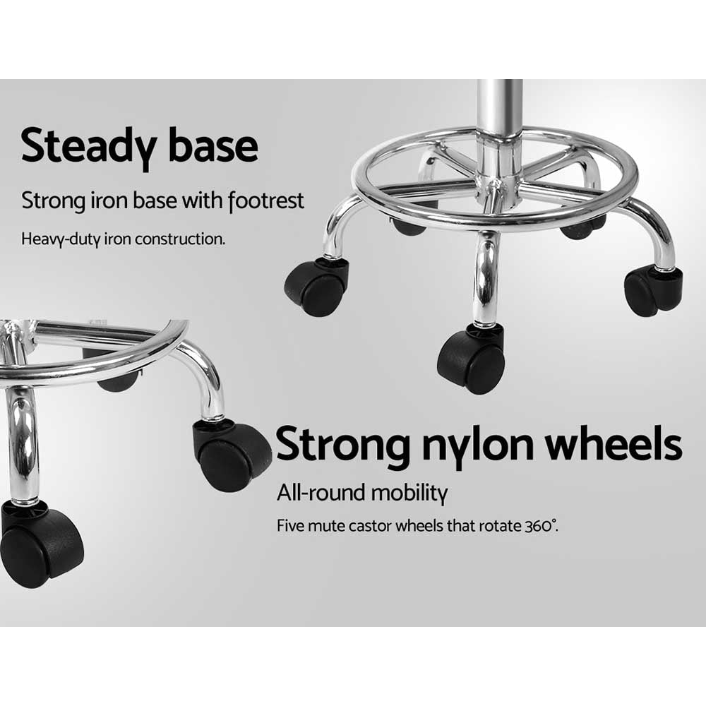 Black Salon Stool Chair Swivel with Backrest Adjustable Height Seat