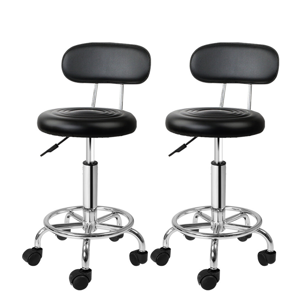 2X Salon Stool Swivel Backrest Chair Barber Hairdressing Hydraulic Lift