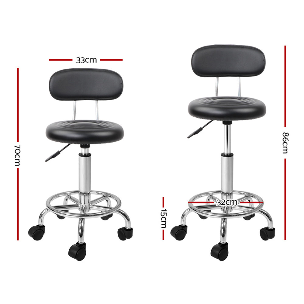2X Salon Stool Swivel Backrest Chair Barber Hairdressing Hydraulic Lift, Artiss