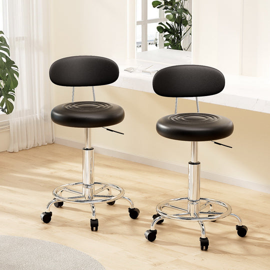 2X Salon Stool Swivel Backrest Chair Barber Hairdressing Hydraulic Lift | Artiss