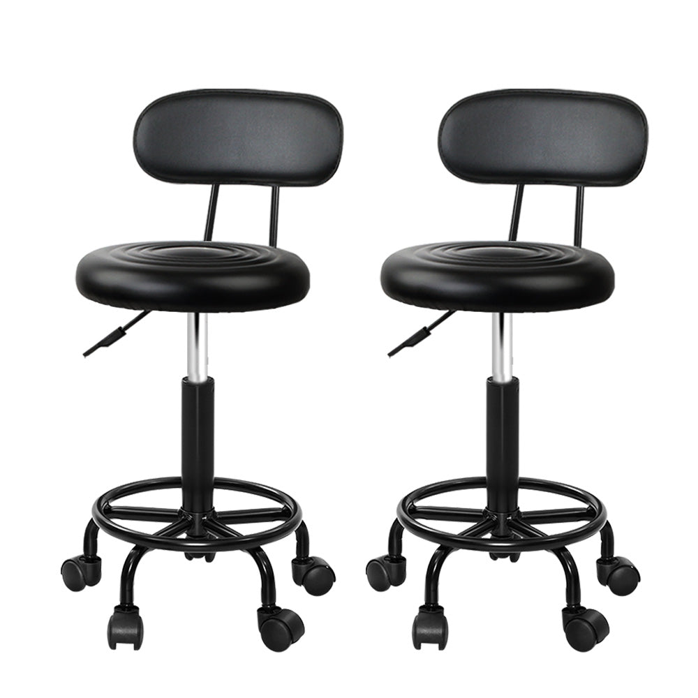 Ottomans & Footstools - 2X Salon Stool Swivel Backrest Chair Barber Hairdressing Hydraulic Lift - photo 12