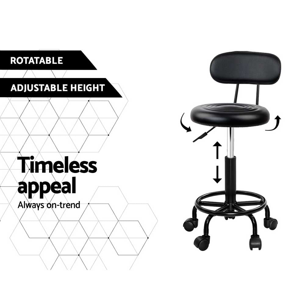 2X Salon Stool Swivel Backrest Chair Barber Hairdressing Hydraulic Lift with Artiss
