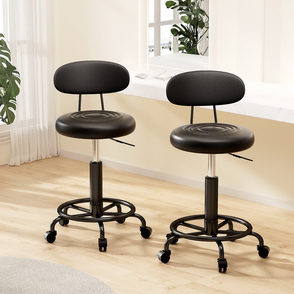 Artiss - 2X Salon Stool Swivel Backrest Chair Barber Hairdressing Hydraulic Lift - photo 11