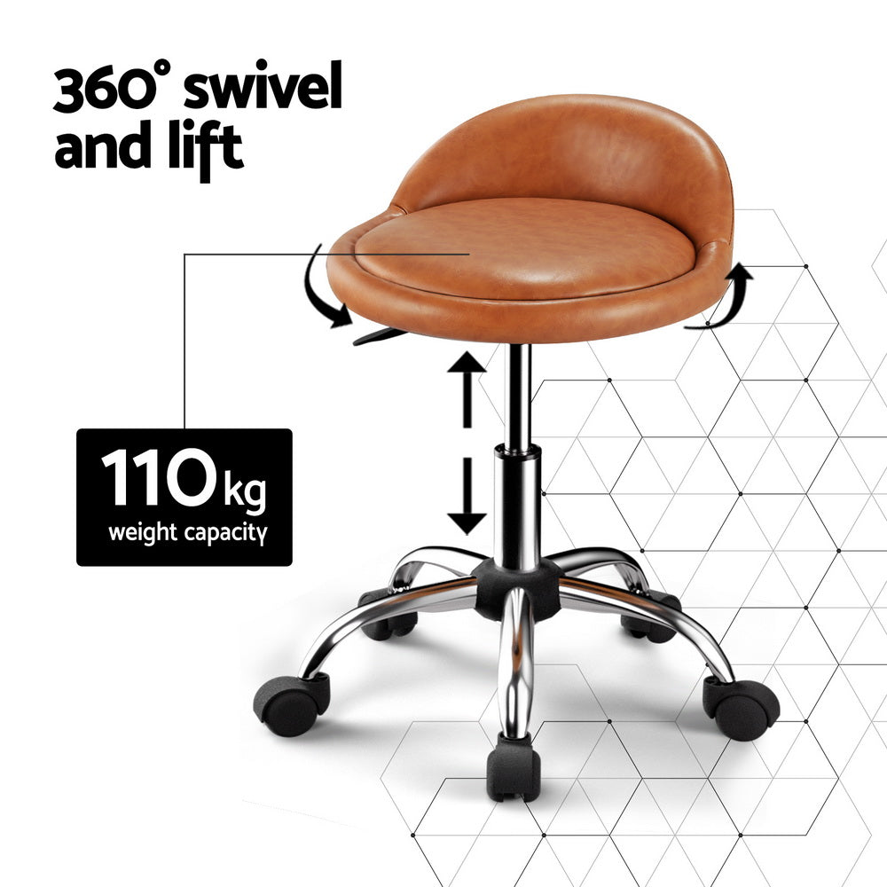 Salon Stool Swivel Chair Backrest Chairs Black/Brown