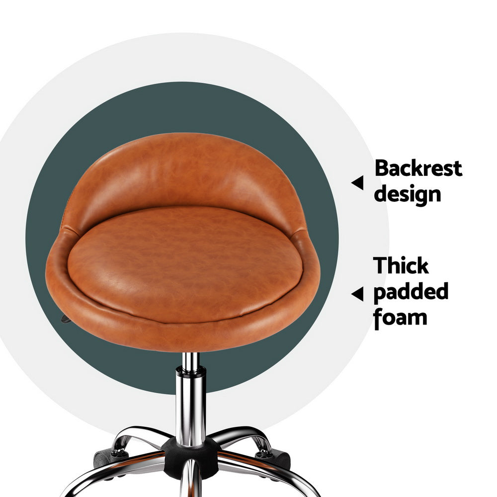 Salon Stool Swivel Chair Backrest Chairs Black/Brown