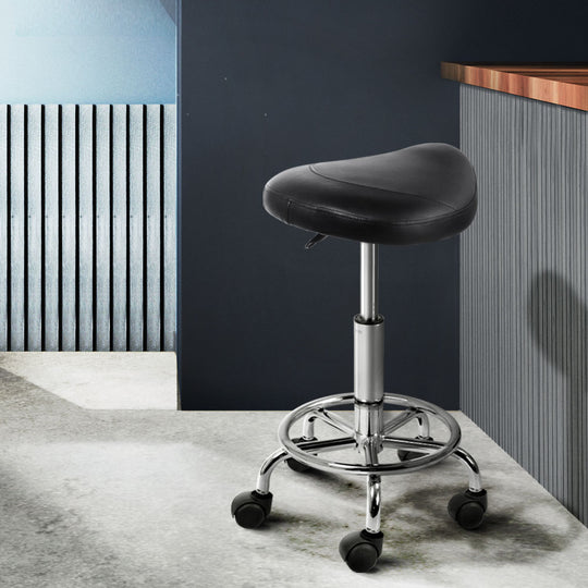 Saddle Salon Stool Black PU Swivel Barber Hair Dress Chair Hydraulic Lift | Black colour
