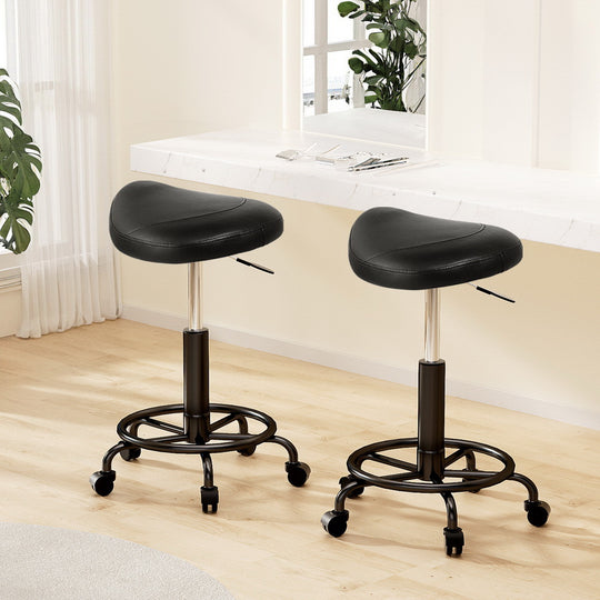 2X Salon Stool Saddle Swivel Chair, Ottomans & Footstools