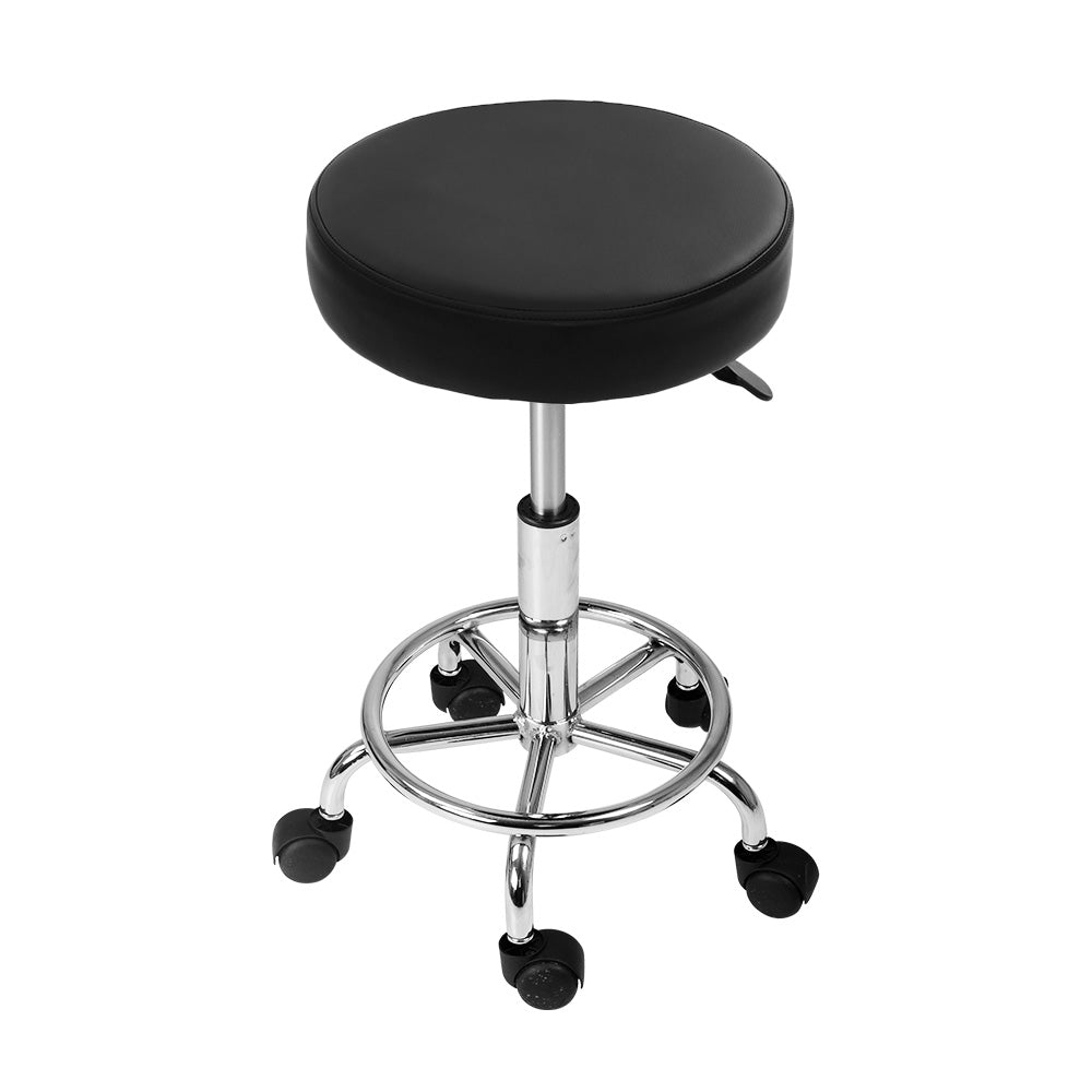 2X Salon Stool Round Swivel Chair Black