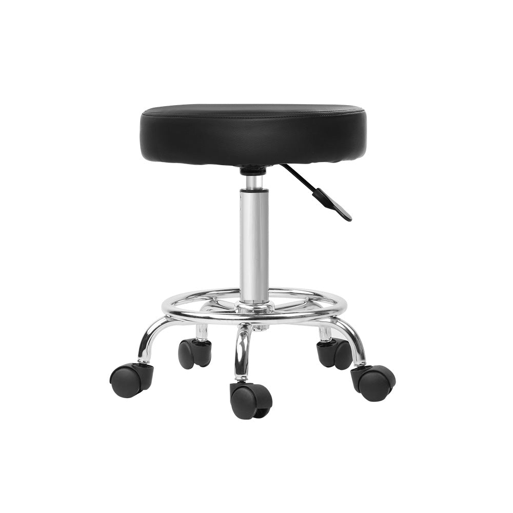 2X Salon Stool Round Swivel Chair Black
