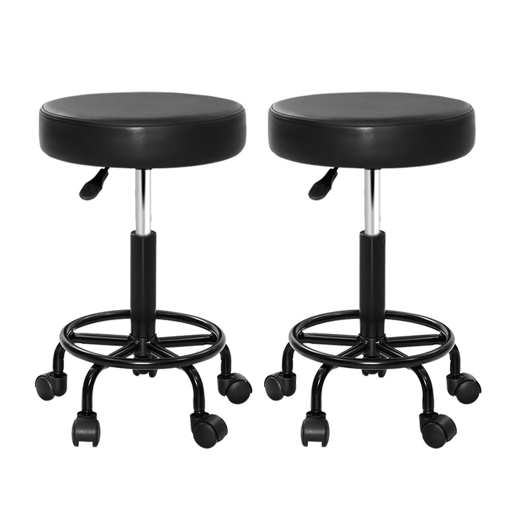 2X Round Swivel Chair Salon Stool Chair Adjustable Seating