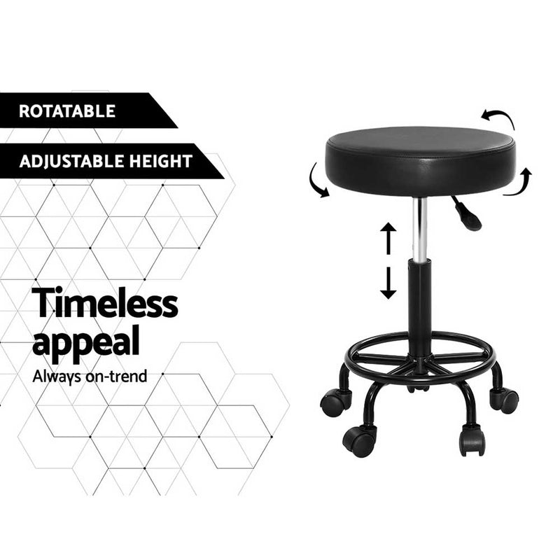2X Round Swivel Chair Salon Stool Chair Adjustable Seating