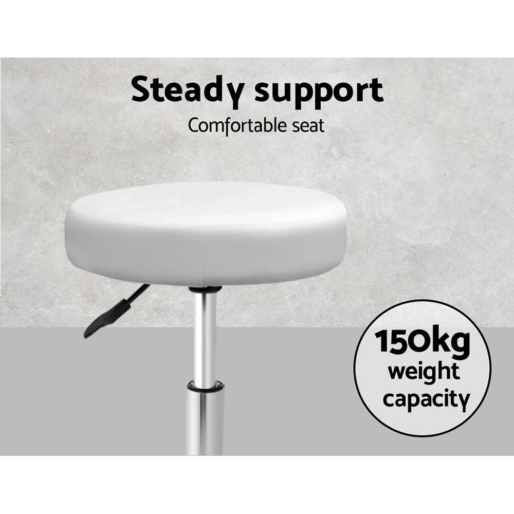 White Salon Stool Round Swivel Chair Ergonomic Height Adjustable Beauty Seat