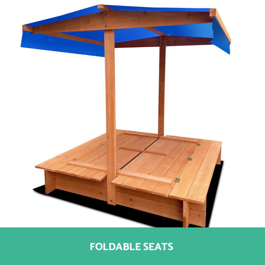 Wooden Outdoor Sand Box Set Sand Pit- Natural Wood - Outdoor Play Equipment