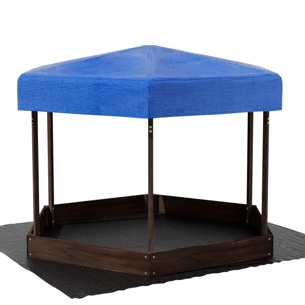 Kids Wooden Hexagon Sandpit With Canopy