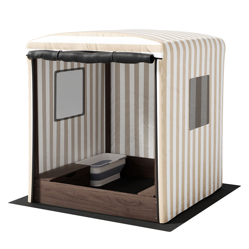 Kids Wooden Sandpit Sandbox with Canopy Window Outdoor Garden Play Box