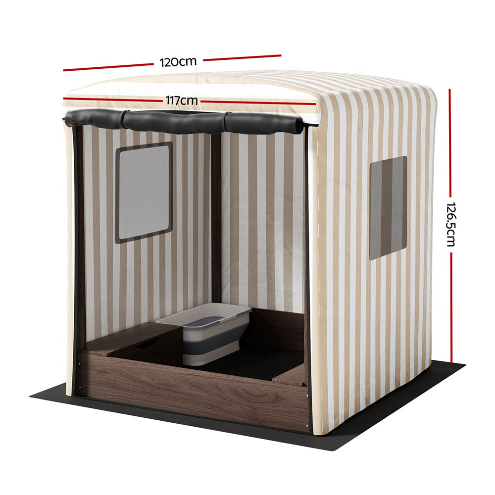 Kids Wooden Sandpit Sandbox with Canopy Window Outdoor Garden Play Box
