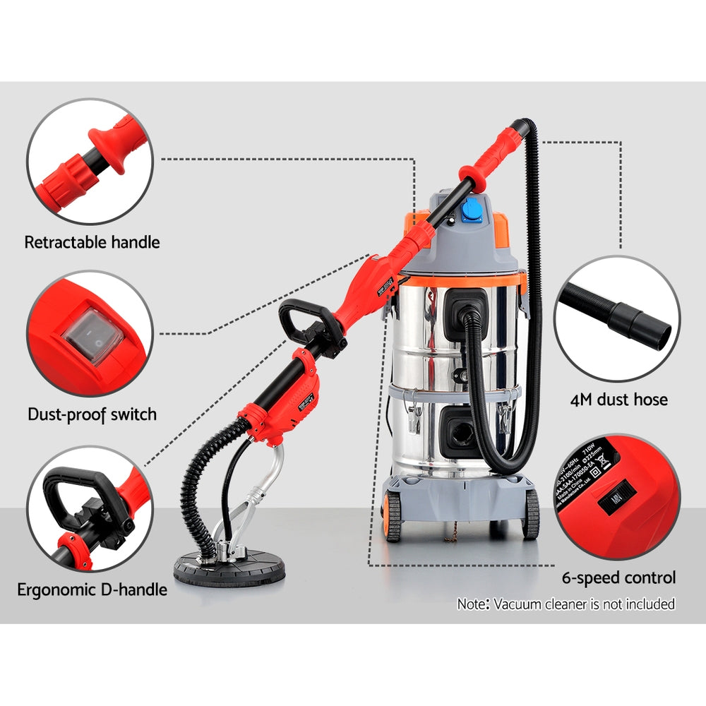 800W Drywall Sander Dustless Wall Ceiling Sander 6 Speed Extendable Handle