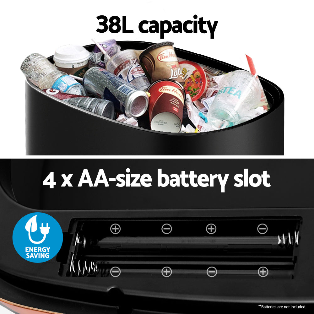 Automatic Bins - 38L Motion Sensor Bin Rubbish Automatic Black