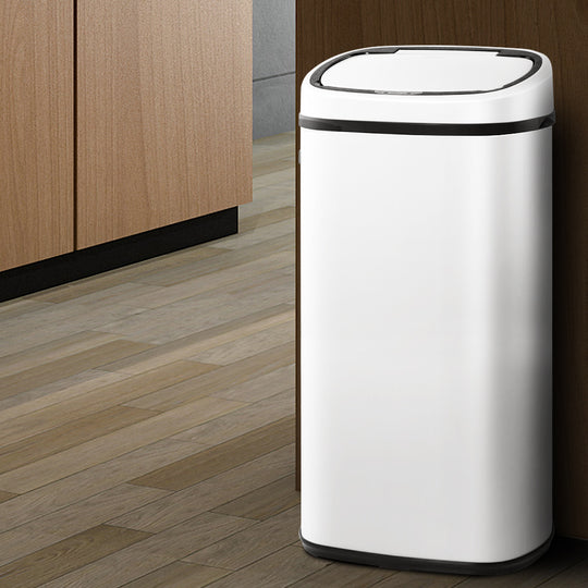 68L Motion Sensor Bin Rubbish Automatic White | White colour
