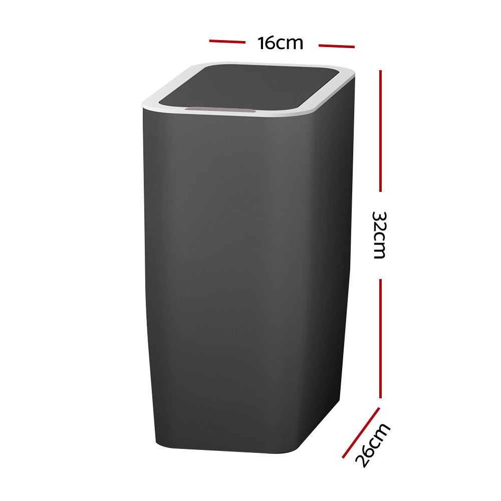 9L Motion Sensor Bin Automatic Rubbish Ash Black | Devanti Bins Waste Trash