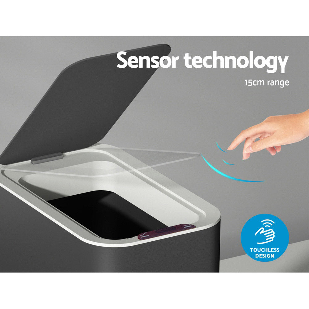 Motion Sensor Bin Automatic Rubbish Bins Ash Black 9L