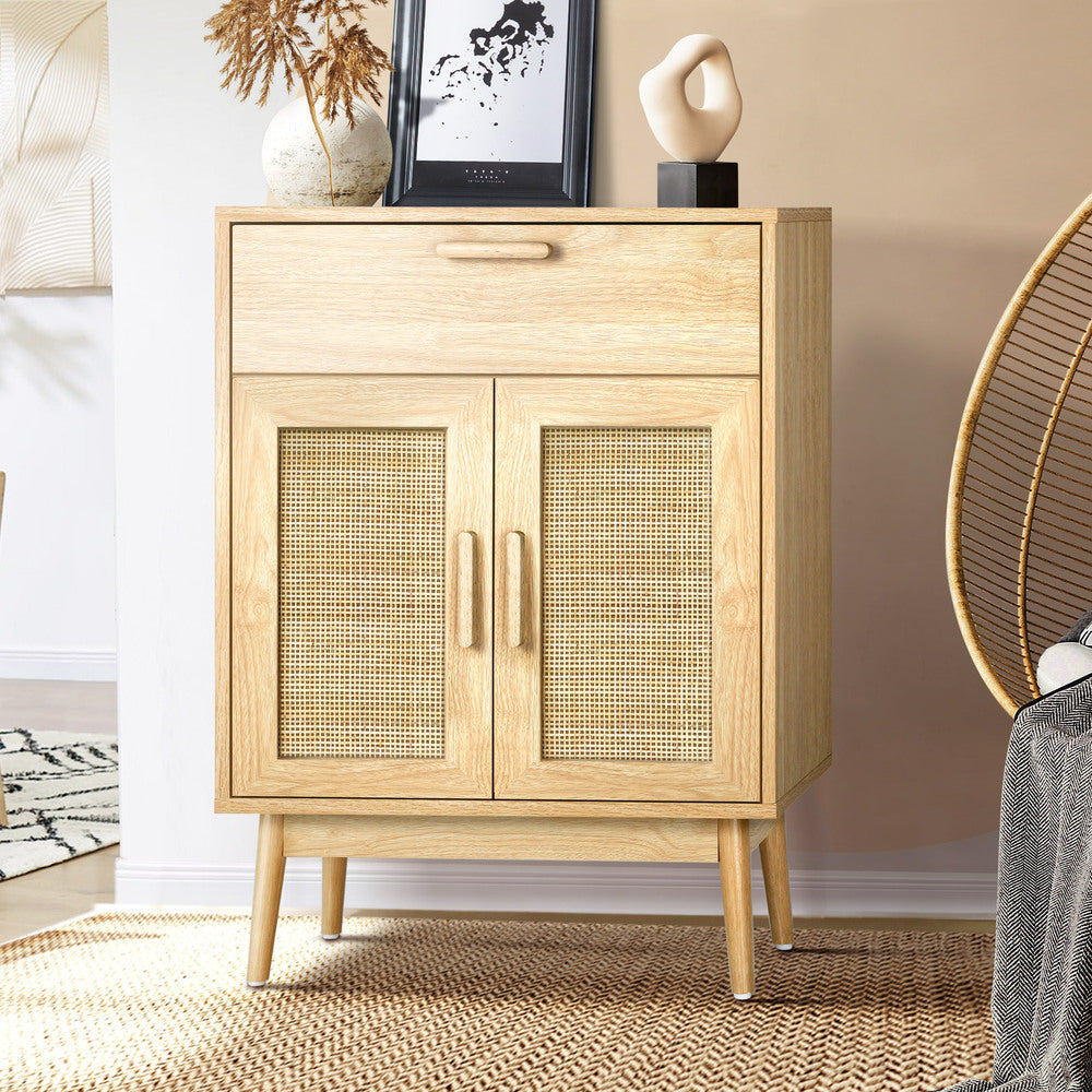 Sideboard Cabinet Buffet Rattan Furniture Cupboard Hallway Shelf Wood
